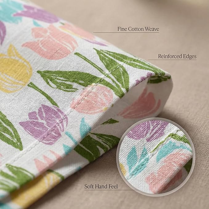 Urban Villa Easter Cloth Napkins 100% Cotton Absorbent Dinner Napkins (Set of 12) 20x20 Soft Durable Reusable Washable Napkins Ideal for Easter Decorations Restaurant Wedding Parties Napkins - Tulip