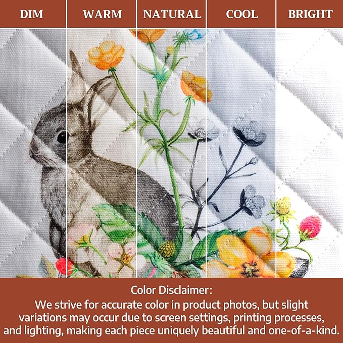 Maison d' Hermine Pot Holders 100% Cotton Heat Resistant Potholders 8" x 8" Hot Pads with Loop BBQ Cooking Baking Gifts for Mothers Day Handling Hot Pans Spring/Summer (Pack of 1, Printemps)