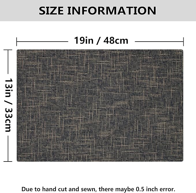 Kevin Textile Burlap Linen Placemats Set of 6 Heat Resistant Dining Table Place Mats Washable Kitchen Table Mats for Dinning Party Holiday Indoor Outdoor, 13 x19 inches, Black Gold