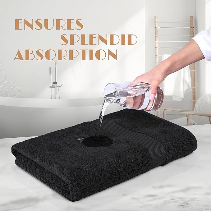 White Classic Luxury Soft Bath Sheets Set - 650 GSM Cotton Luxury Bath Towels Extra Large 35x70 | Highly Absorbent and Quick Dry | Hotel Quality Extra Large Towels Oversized, Black, 2 Pack