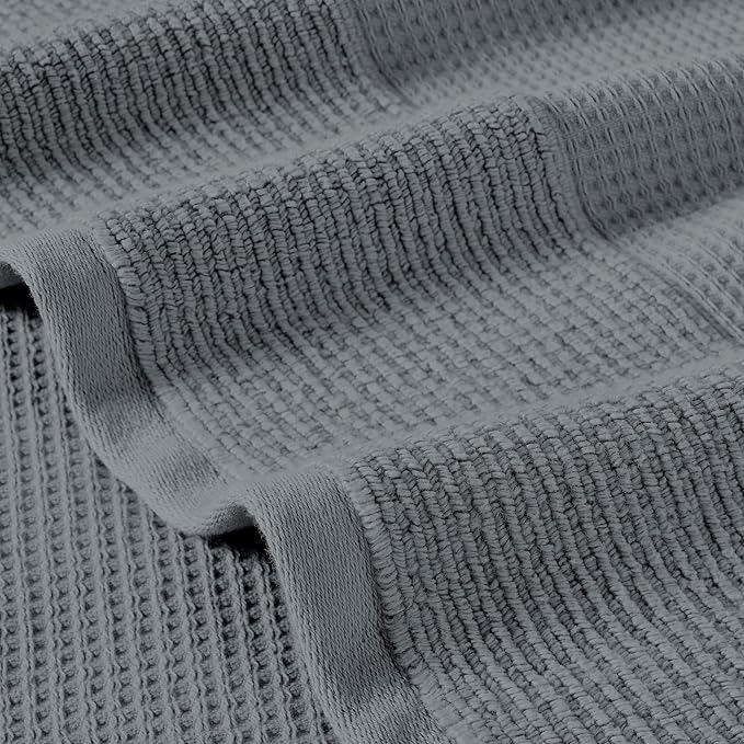 Modern Threads Waffle-Rib 6-Piece Towel Set – Premium Cotton Bath Towels, Ultra-Absorbent & Soft, Elegant Waffle Texture for Bathroom & Spa, Carbon