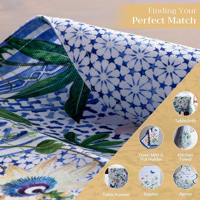 Maison d' Hermine Placemats Set of 4 100% Cotton Washable Cloth Place Mats Reusable Table Mats for Kitchen Dining Party Wedding Gifts for Mothers Day Spring/Summer (Passiflora, 13" x 19")