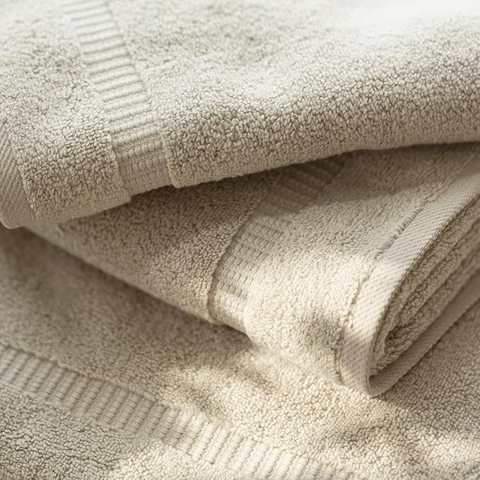 SALBAKOS 100% Turkish Cotton Washcloth Set of 12, 13x13 inch | Premium Quality | Hotel & Spa Collection | Ultra Soft, Super Absorbent, Wash Cloth Towels | Made in Turkey (Stone, 12 Washcloths)