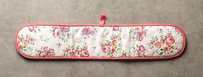 Maison d' Hermine Double Oven Mitts 100% Cotton 7"x35" Double Oven Mitt Heat Resistant BBQ Cooking Gloves with Loop Baking Grilling Gifts for Mothers Day Spring Summer (Rose Garden)