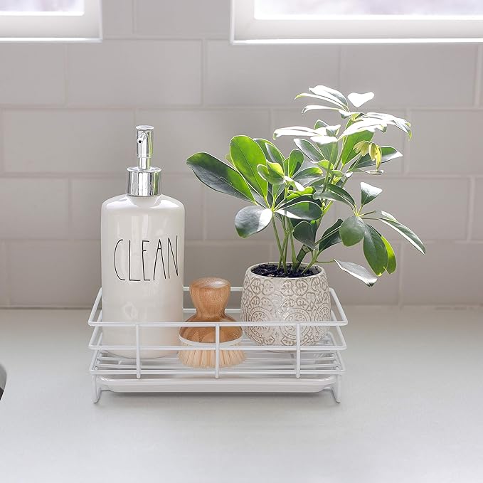 Kitchen Sink Sponge Soap Holder For Countertop Large White Kitchen Soap Tray Sink Organizer