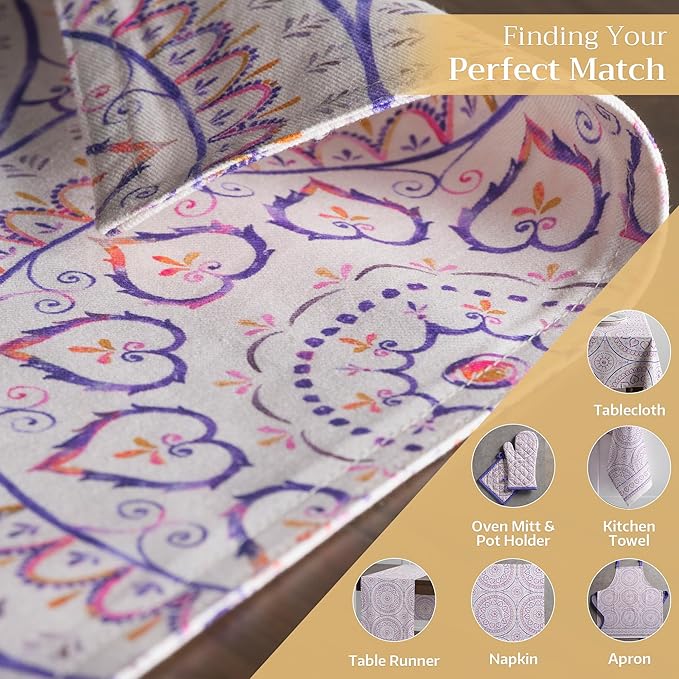 Maison d' Hermine Placemats Set of 4 100% Cotton Washable Cloth Place Mats Reusable Table Mats for Kitchen Dining Party Wedding Gifts for Mothers Day Spring/Summer (Mandala, 13" x 19")