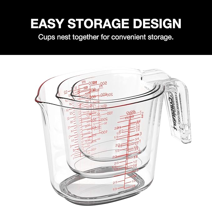 Cuisinart Nesting Liquid Measuring Cups, Clear, 3-Piece, CTG-00-3MC