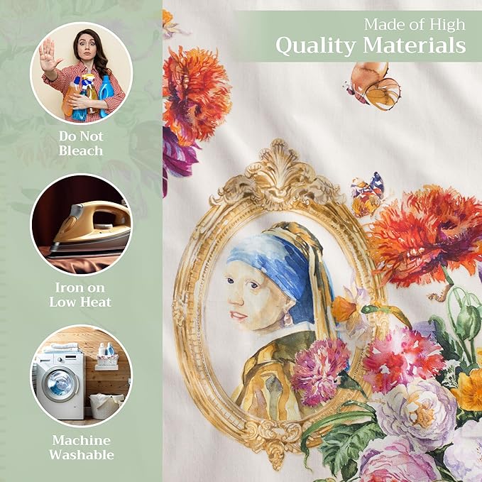 Maison d' Hermine Cloth Napkins Set of 4 100% Cotton Everyday Reusable Square Napkins Cloth Washable Dinner Party Wedding Restaurant Gifts for Mothers Day Spring/Summer (Masterpiece, 20" x 20")