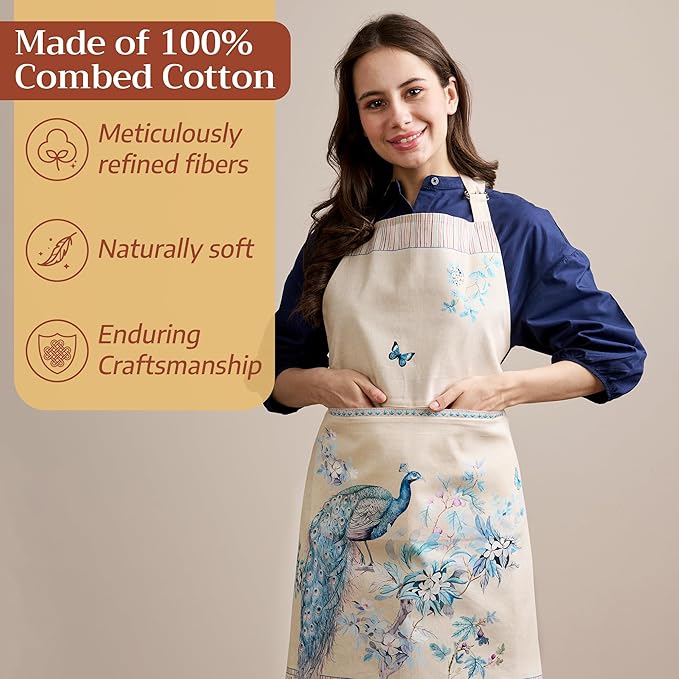 Maison d' Hermine 100% Cotton Apron for women with Pocket Kitchen Chef Apron for Men Cooking Mothers Day Gifts