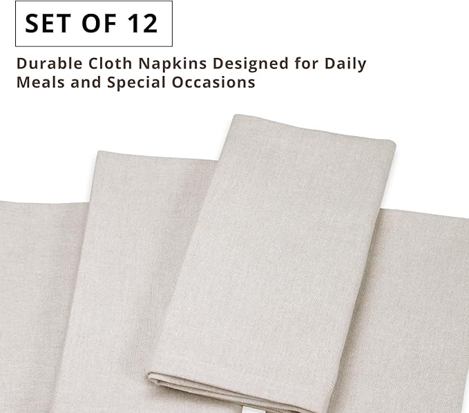 PurpleEssences Set of 12 Cloth Dinner Napkins 100% Cotton 18x18 Inch - Soft Durable Washable - Ideal for Farmhouse Party Spring Easter Summer - Perfect Everyday Use Table Linen - Royal Linen