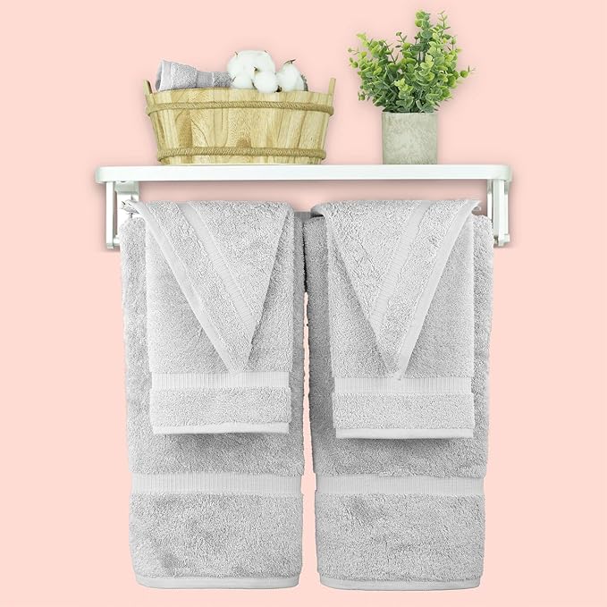 Chakir Turkish Linens 100% Cotton Premium Turkish Towels for Bathroom, 2 Large Bath Towels 36x60, 2 Hand Towels, 2 Washcloths (6-Piece Towel Set, Silver)