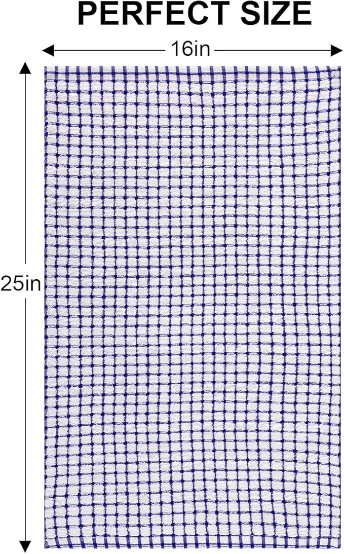 Kitinjoy Cotton 12 Pack Terry Kitchen Towels, 16 x 25 Inches Super Soft and Absorbent Dish Towels, Quick Drying Hand Towels for Kitchen Drying, Blue