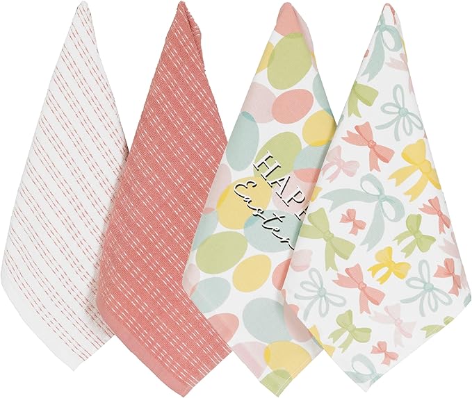 Ritz 100% Cotton Kitchen Towels, Easter Eggs Spring – 16"x26" – Absorbent Dish Towels for Drying & Cleaning – Soft & Durable (Set of 4)