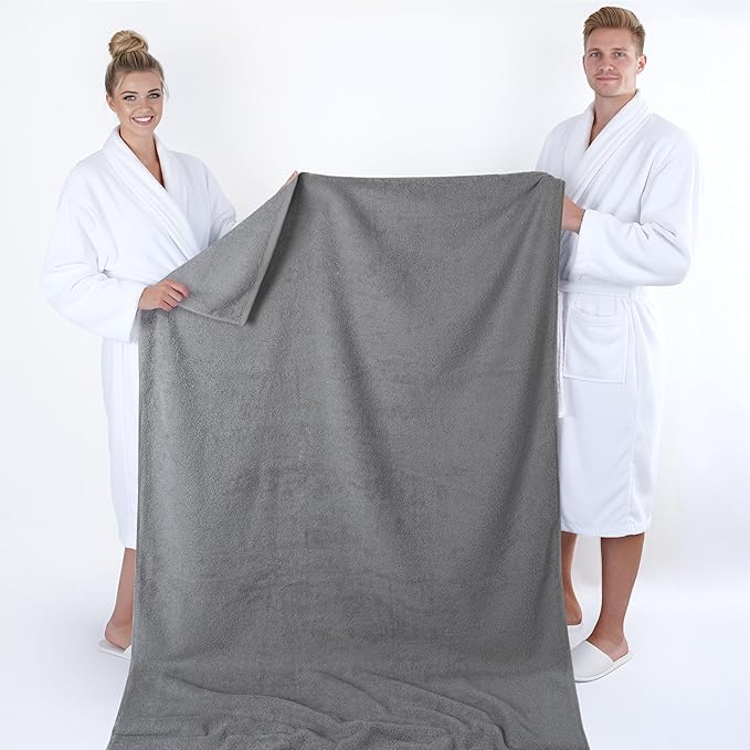 American Soft Linen 100% Cotton 600 GSM Turkish 40x80 Oversized Bath Towel Sheet, Extra Large Adult Towels for Bathroom, Light Grey Bath Sheet
