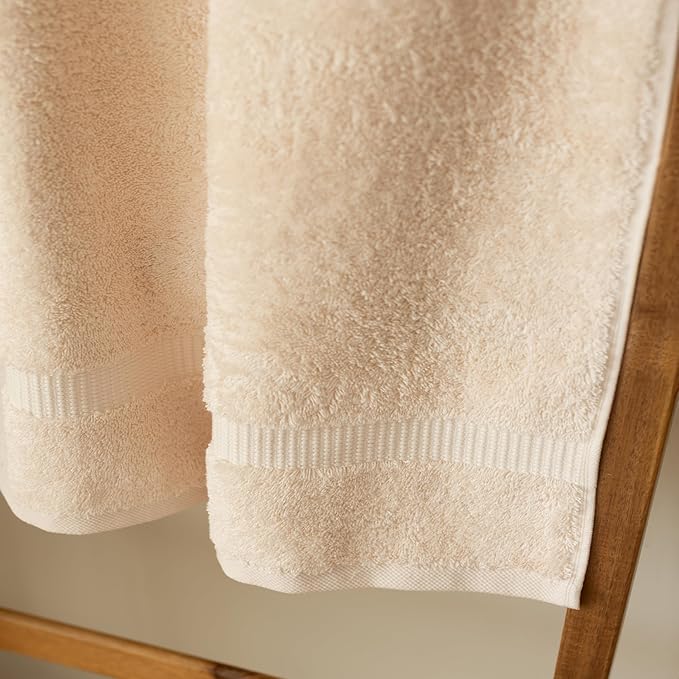 SALBAKOS 100% Turkish Cotton Bath Towels | 4 Piece Turkish Bath Towels Taupe 27x54 in Standard Size | Premium Hotel Quality, Super Absorbent, Thick & Plush Turkish Bath Towel (Taupe, 4 Bath Towels)