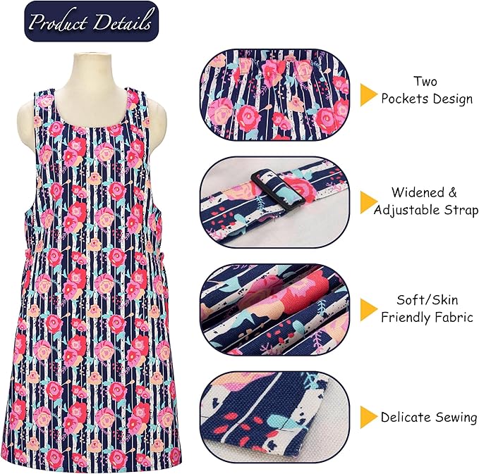NEOVIVA Kitchen Aprons for Women with Pockets,Cooking Aprons for Women,Vintage Apron for Baking Gardening,Gifts for Mothers
