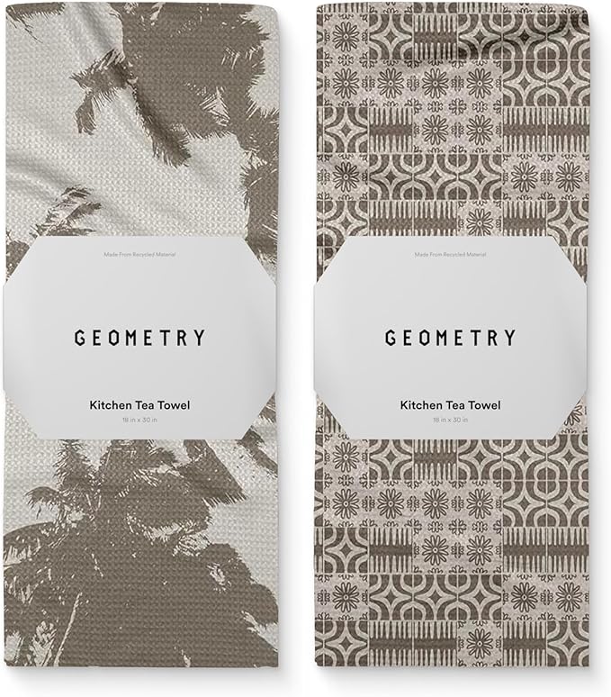 GEOMETRY Spring Kitchen Towels - Quick Dry Microfiber Cloth Spring & Summer Dish Towels for Kitchen Drying - Premium Quick Dry Towel - Sandy Boho, 18" x 30" - 2-Pack