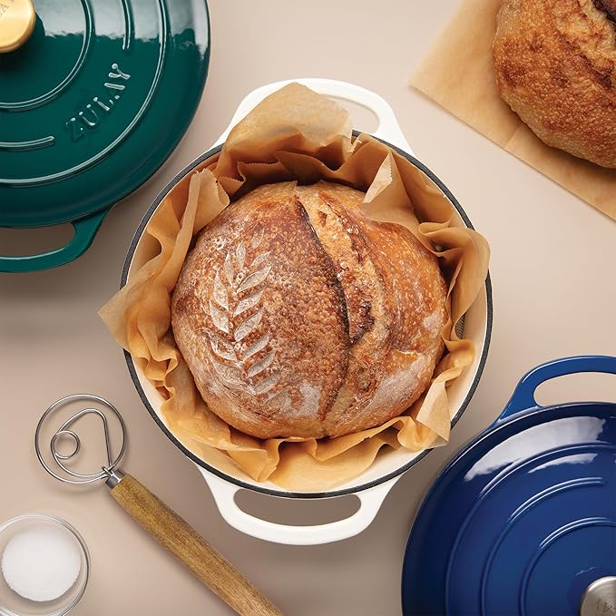 Zulay Kitchen 13-Inch Danish Dough Whisk - Stainless Steel Wooden Whisk with Dough Hook - Sourdough Whisk for Bread, Pizza, Pastry, Cake Batter & More - 2 Pack Acacia
