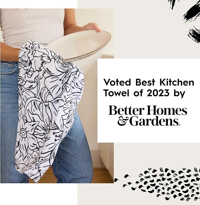 GEOMETRY Bar Towels for Kitchen - Spring & Summer Collection - Premium Towels for Cleaning Dishes & Glassware - Absorbent & Fast Drying Kitchen Towels - Soft Floral, 12" x 14" - 1-Piece
