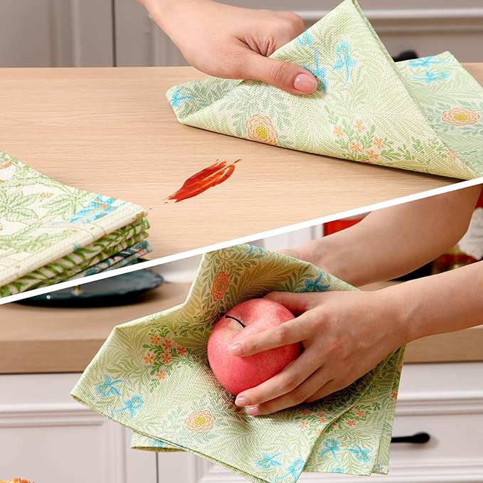 Mindsoft 20 Pcs William Morris Napkins Vintage Flowers Dinner Cloth Napkins 15.7" x 15.7" Linen Watercolor Washable Floral Soft Absorbent Square Table Top Decor for Kitchen, Wedding, Gifts Bulk