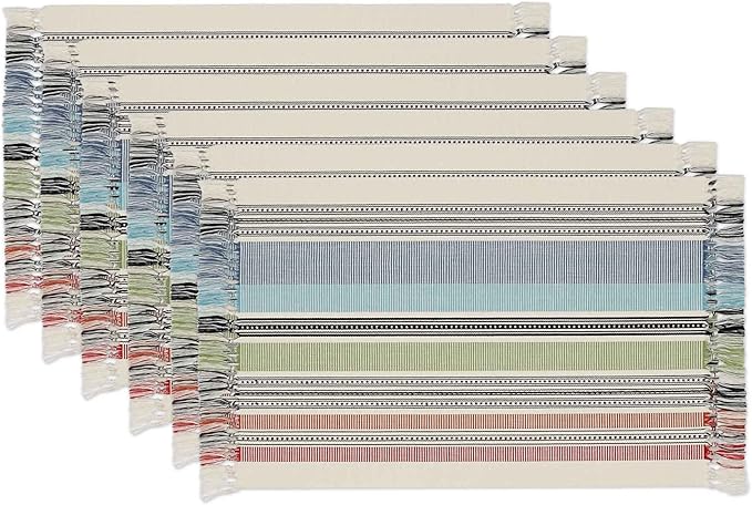 DII Variegated Tabletop Collection, Placemat Set3x19, Mediterranean, 6 Piece