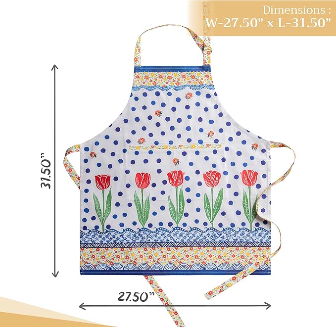 Maison d' Hermine 100% Cotton Apron for women with Pocket Kitchen Chef Apron for Men Cooking Mothers Day Gifts
