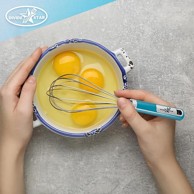 Stainless Steel Whisk 12 Inch Large Balloon Whisk for Baking - Heavy-Duty Hand Mixer with Ergonomic Handle Food Grade Kitchen Tool for Eggs, Batter & Cream – Dishwasher Safe (Turquoise)