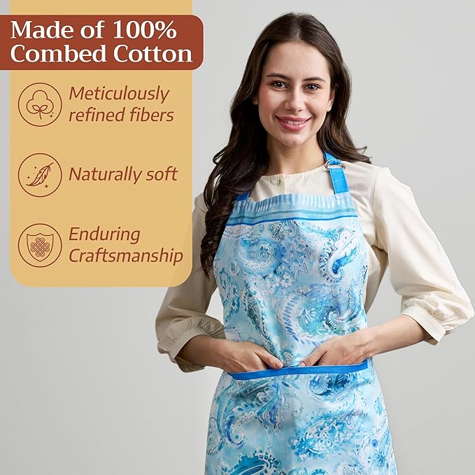 Maison d' Hermine 100% Cotton Apron for women with Pocket Kitchen Chef Apron for Men Cooking Mothers Day Gifts