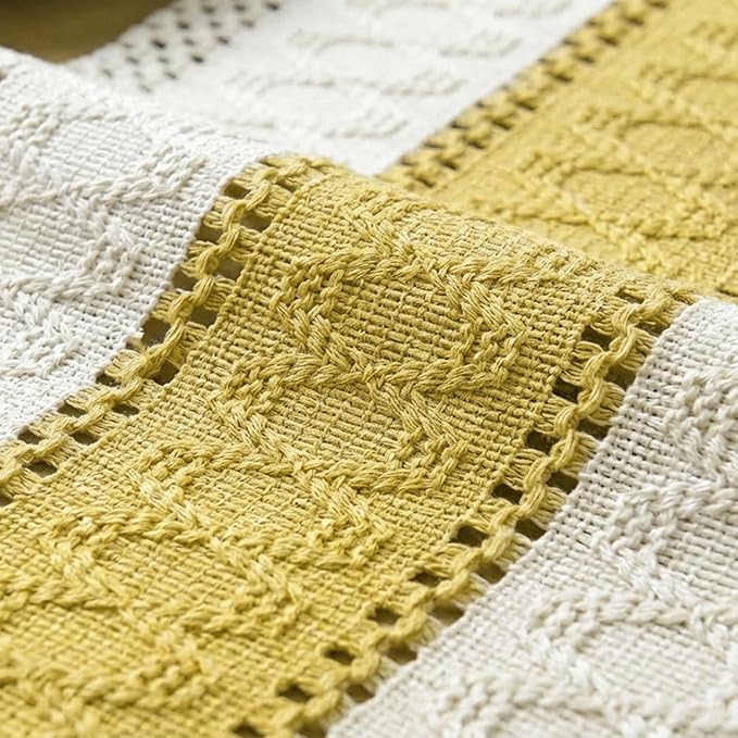 Artoid Mode Yellow Farmhouse Rustic Table Runner, Seasonal Holiday Hollow Kitchen Dining Table Decoration for Home Party Decor 12x120 Inch