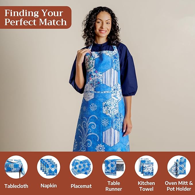 Maison d' Hermine 100% Cotton Apron for women with Pocket Kitchen Chef Apron for Men Cooking Mothers Day Gifts