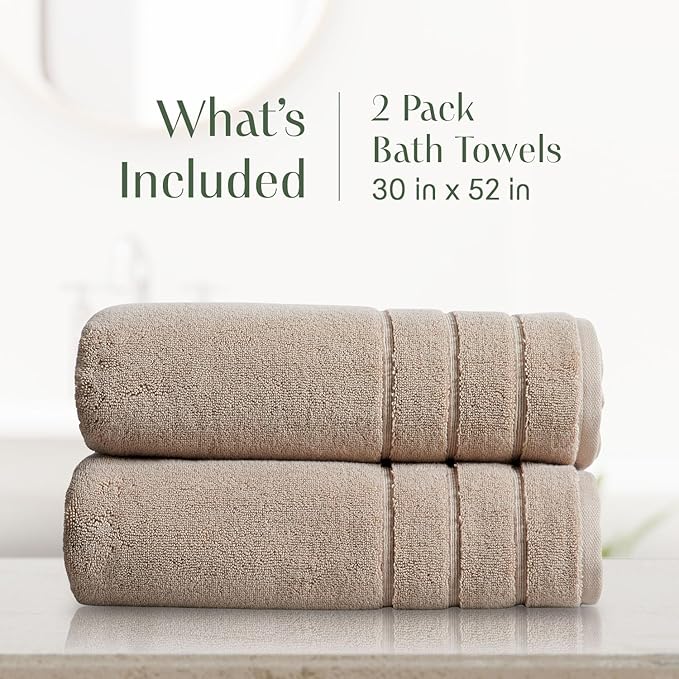 Springtree Home Luxury Turkish Cotton Bath Towels | 100% Turkish Cotton | Premium Bath Towels | Ultra Soft Thick Plush & Highly Absorbent | Luxury Hotel & Spa Quality Bathroom Towels | Cobblestone