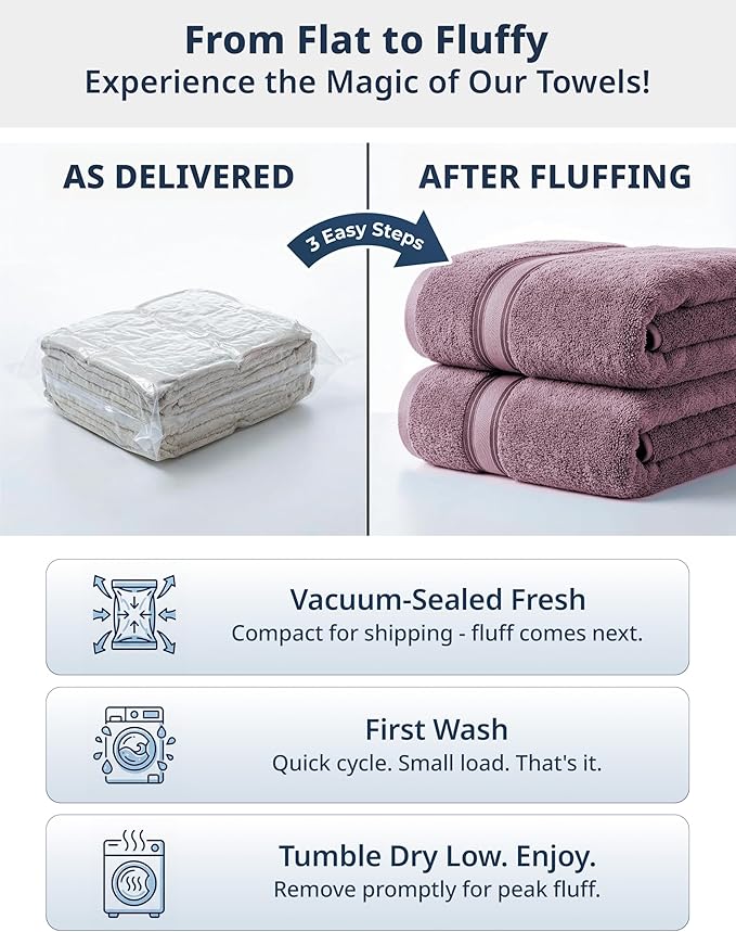 LANE LINEN 100% Cotton Bath Sheets - Zero Twist Cotton - Advanced Weaving Technique - Set of 4 (35" x 66") Turkish Towels Set - Quick Dry, Super Soft & Absorbent - Large Bath Towel Set - Wistful Mauve