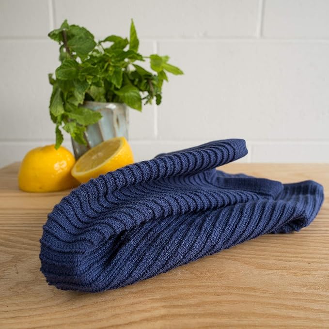 Now Designs Ripple Kitchen Dishcloth, Set of 4, Indigo Blue