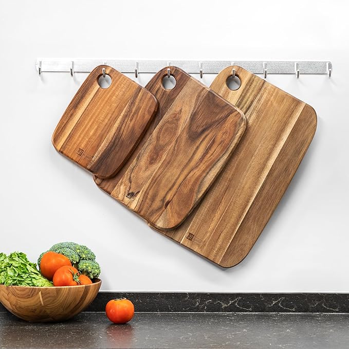 Acacia Wood Cutting Boards Set of 3 for Kitchen, Large Wooden Cutting Board Set, Thick Chopping Board,Butcher Block,Wooden Trays for Meat, Fruit Vegetable and Cheese