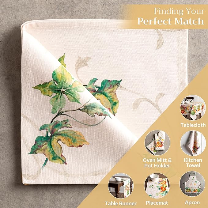 Maison d' Hermine Cloth Napkins Set of 4 100% Cotton for Thanksgiving Christmas Decorations Everyday Reusable Square Fall Napkins Cloth Washable Dinner Party (Lumina, 20"x20")