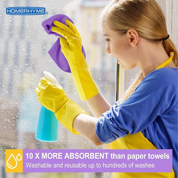Microfiber Cleaning Cloth, 12 Pack Purple Cleaning Rags,12" X 11" Lint Free Dish Towels Wash Cloths, Reusable Microfiber Towels for Home and Kitchen Bathroom Apartment Cleaning Supplies