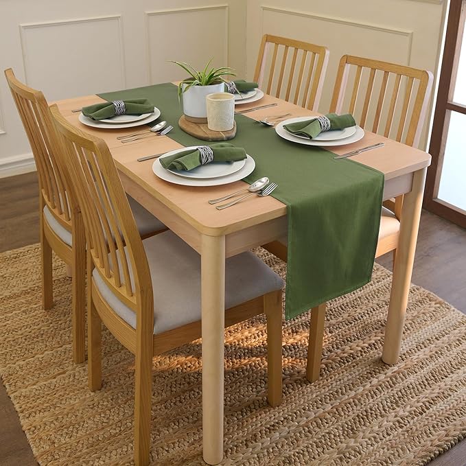 Encasa XO Leaf Green Cloth Napkins Set of 6, 17"x17" | Solid Color Cotton Dinner Napkins | Washable & Reusable Wedding Napkins for Holiday Dinners, Party, & Everyday Table Decor
