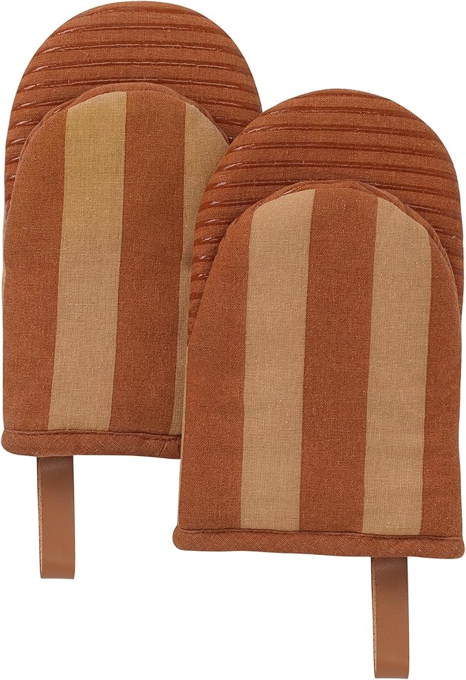 Folkulture Oven Mitts - Set of 2 (5.75"x9") | Oven Mitts with Hanging Loop for Cooking Gifts for Women, Kitchen Decor| 100% Cotton, Silicone Heat Resistant Mini Mitts - House Warming Gifts New Home