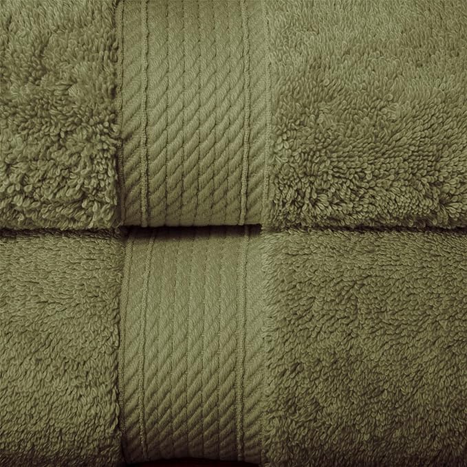 Superior Egyptian Cotton Pile 10 Piece Towel Set, Includes 2 Bath, 4 Hand, 4 Face Towels/ Washcloths, Ultra Soft Luxury Towels, Thick Plush Essentials, Guest Bath, Spa, Hotel Bathroom, Forest Green