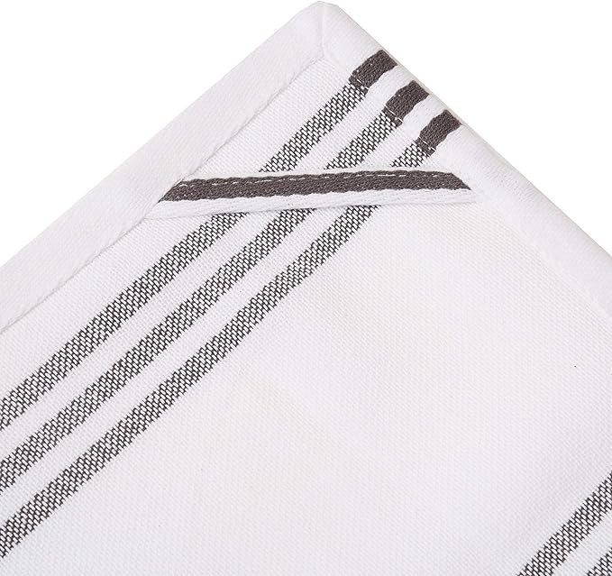 Urban Villa Kitchen Towels 100% Cotton Dish Towels for Kitchen (Set of 6) 20”x30” Dish Cloths Highly Absorbent Kitchen Linen Set with Hanging Loop Perfect for Drying Dishes Cleaning Towels-Grey White