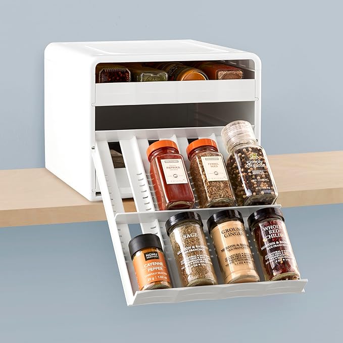 YouCopia SpiceStack® Adjustable Spice Rack Organizer, Pull-Down 24-Bottle Seasonings and Spices Holder for Kitchen Cabinet and Pantry Organization with 104 Included Labels | Adjustable, Organizer, Seasonings, Spices Holder, Kitchen Cabinet