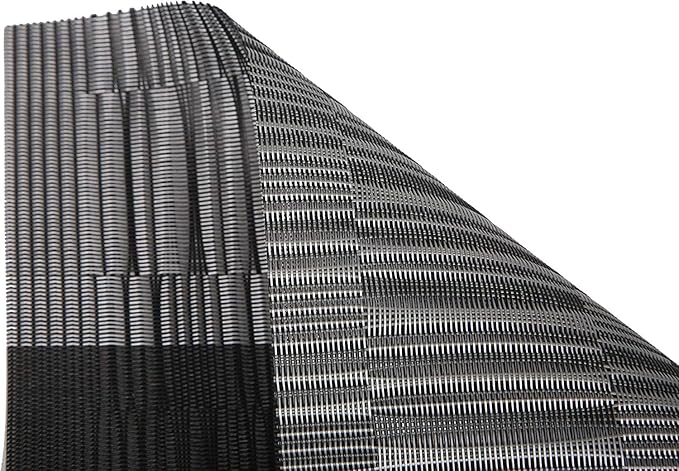SHACOS Table Runners Woven Vinyl PVC Table Runners 12 x 90 inch Wipeable Heat Resistant Runner for Tables Countertop Indoor Outdoor, Bamboo Ombre Black and Gray