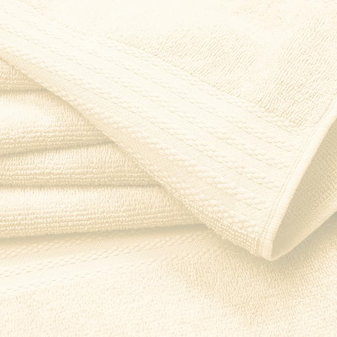 GLAMBURG Ultra Soft 12-Piece Washcloths Set 13x13-100% Ringspun Cotton - Durable & Highly Absorbent Face Towels - Ideal for use in Bathroom, Kitchen, Gym, Spa & General Cleaning - Ivory