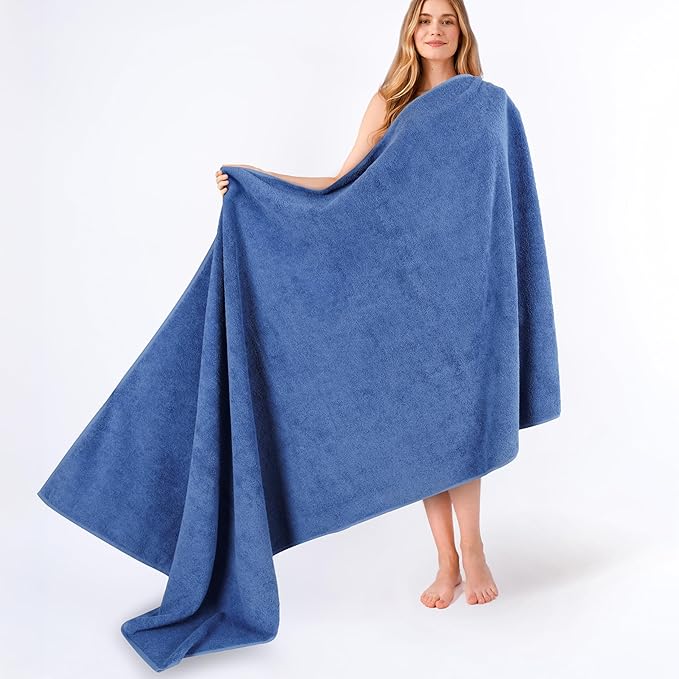 American Soft Linen 100% Cotton 600 GSM Turkish 40x80 Oversized Bath Towel Sheet, Extra Large Adult Towels for Bathroom, Electric Blue Bath Sheet