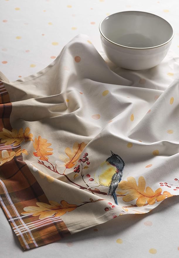 Maison d' Hermine Cloth Napkins Set of 4 100% Cotton for Thanksgiving Christmas Decorations Everyday Reusable Square Fall Napkins Cloth Washable Dinner Party (Oak Leaves, 20"x20")