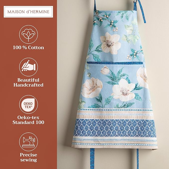 Maison d' Hermine 100% Cotton Apron for women with Pocket Kitchen Chef Apron for Men Cooking Mothers Day Gifts