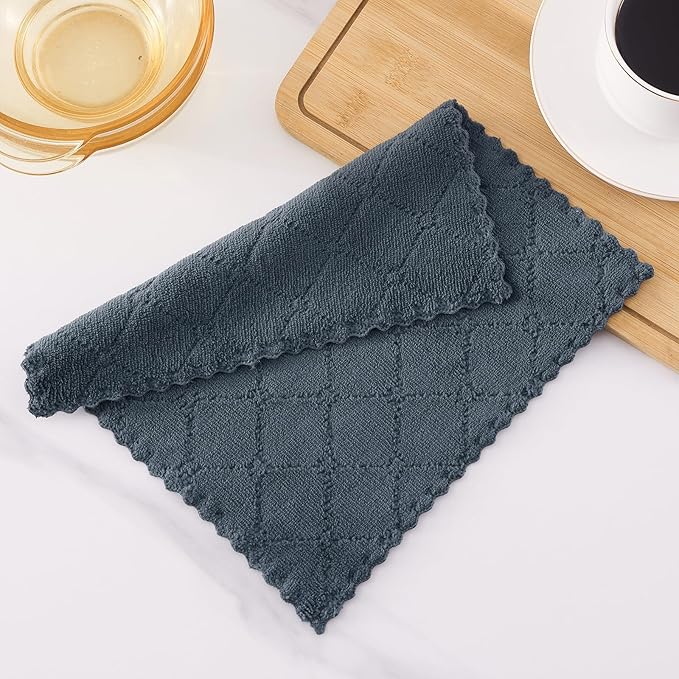 Homaxy 24 Pack Kitchen Dish Cloths (10 x 10 Inches, Dark Grey), Super Soft and Absorbent Coral Velvet Dish Towels, Nonstick Oil Fast Drying Microfiber Cleaning Cloth, No Lint Household Dishcloths