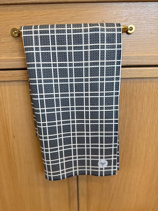 || 3 Pack|| Double Sided Dish Towels || Waffle Weave Microfiber || Highly Absorbent || Hanging Loop || Dish Cloths || Modern || Designer Prints || Lights (Gray)
