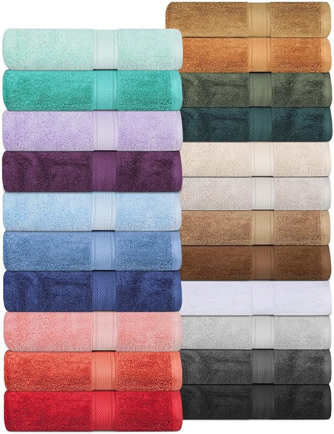 SUPERIOR Egyptian Cotton Pile 6 Piece Towel Set, Includes 2 Bath, 2 Hand, 2 Face Towels/Washcloths, Ultra Soft Luxury Towels, Thick Plush Essentials, Guest Bath, Spa, Hotel Bathroom, Purple