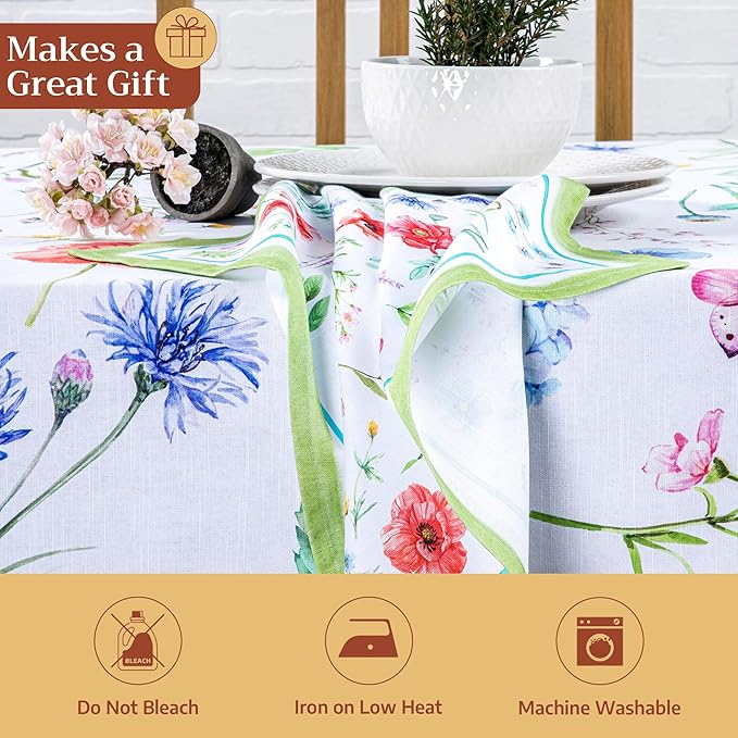 Maison d' Hermine Cloth Napkins Set of 4 100% Cotton Everyday Reusable Square Napkins Cloth Washable Dinner Party Wedding Restaurant Gifts for Mothers Day Spring/Summer (Just Floral, 20" x 20")